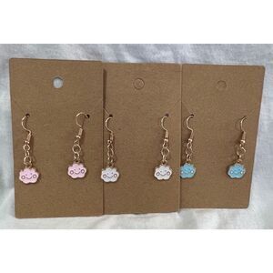Bundle Of Thee Handmade Smiley Face Cloud Dangly Earrings